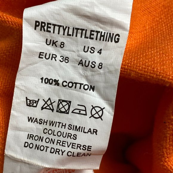 🦋PrettyLittleThing Denim Utility Orange Long Sleeve Belted Button Jacket 4 - Picture 7 of 7